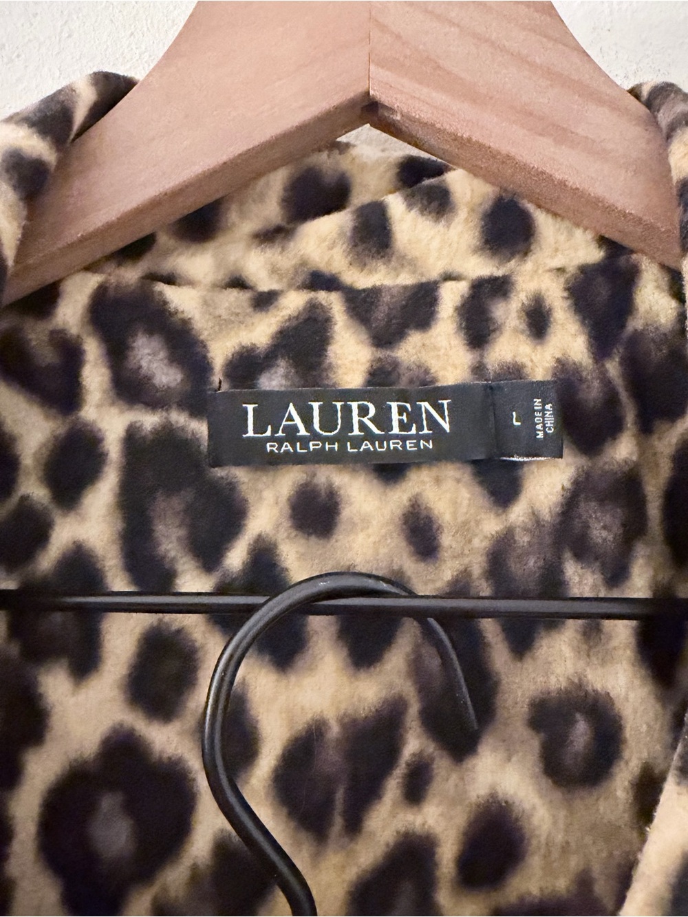 Lauren Ralph Lauren Leopard Print Fleece Pajama Set Brown Tan Crest Large - Picture 4 of 8